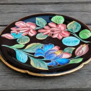 Large Decorative Enamelled Ceramic Plate — Vallauris — Floral Decoration