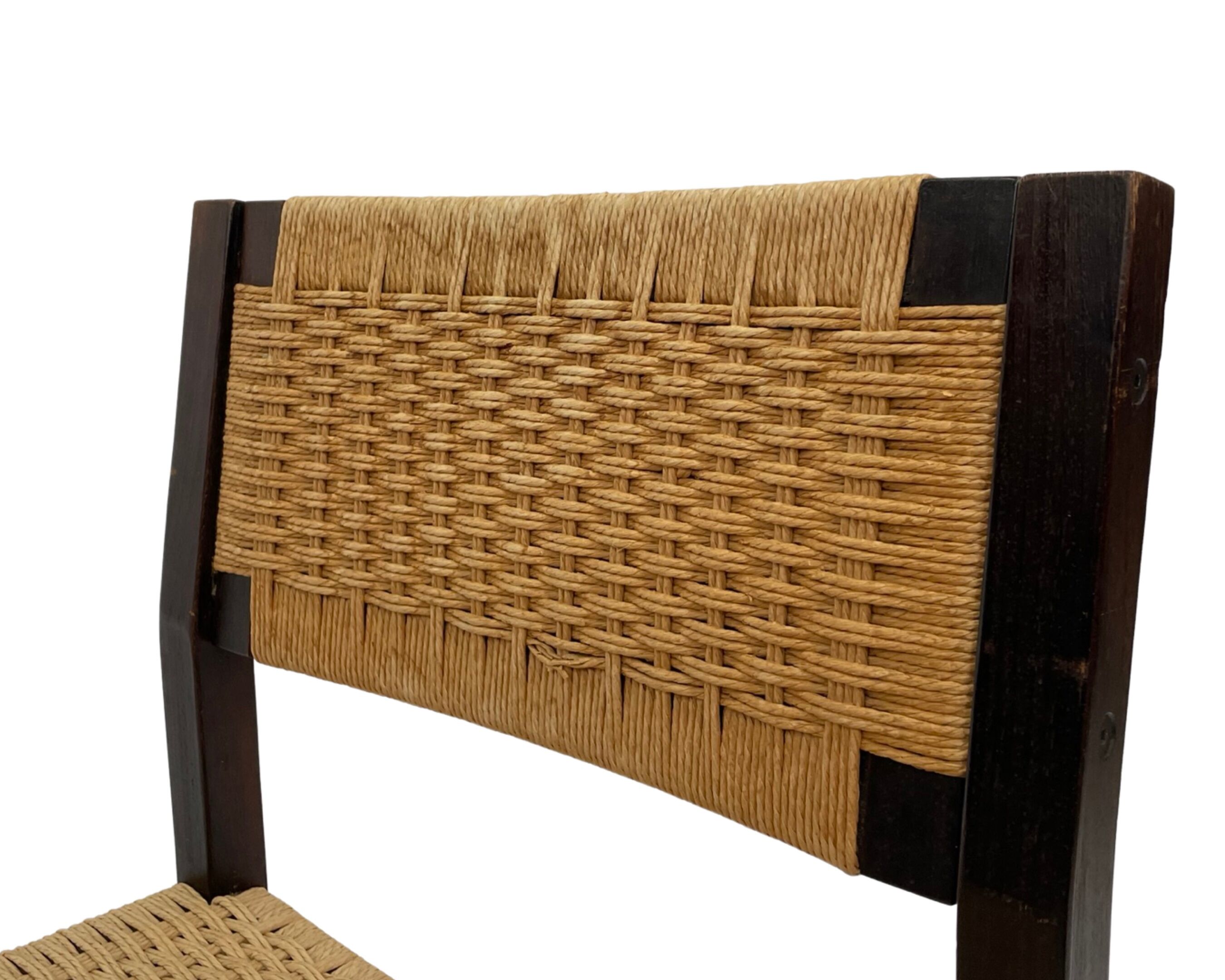 Vintage dining room chairs with papercord seat / 1970 design