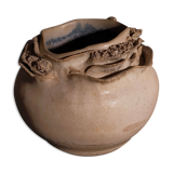 Potter's ball vase "like a flower" vintage glazed ceramic