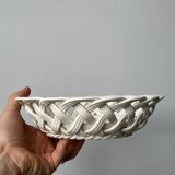 Woven white ceramic basket