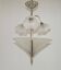 French Art Deco Silver 3 Light Chandelier Cone & Opaque Hexagonal Shades
