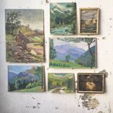 Toile ancienne montagne