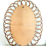 Oval rattan mirror 50 cm circa 1960