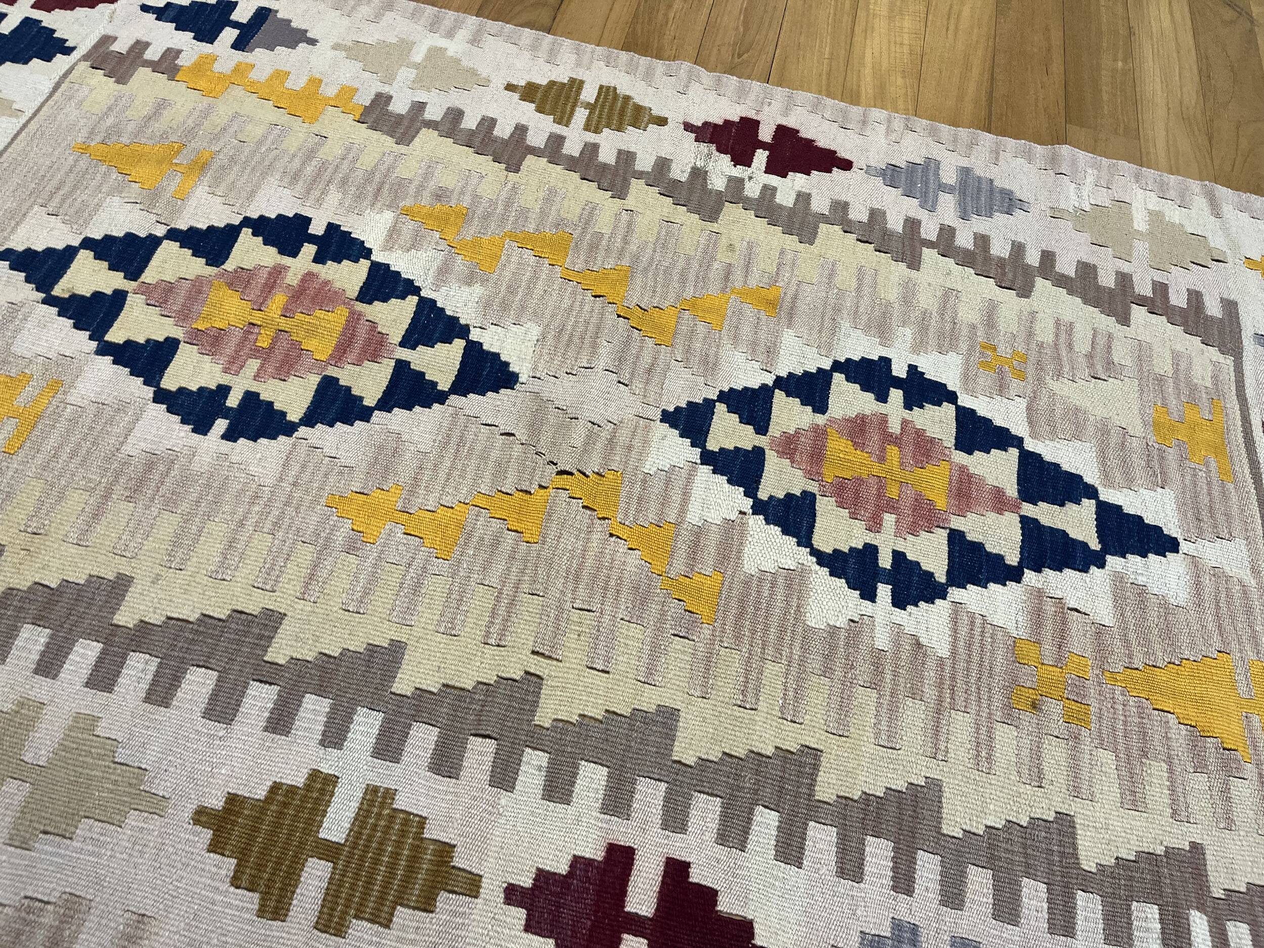 Tapis Kilim Vintage Pastel Fait Main