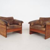 Mikael Laursen for A/S Mikael Laursen lounge chairs and ottman, Denmark 1970