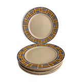 8 assiettes plates anciennes badonviller, modèle edith, 1900