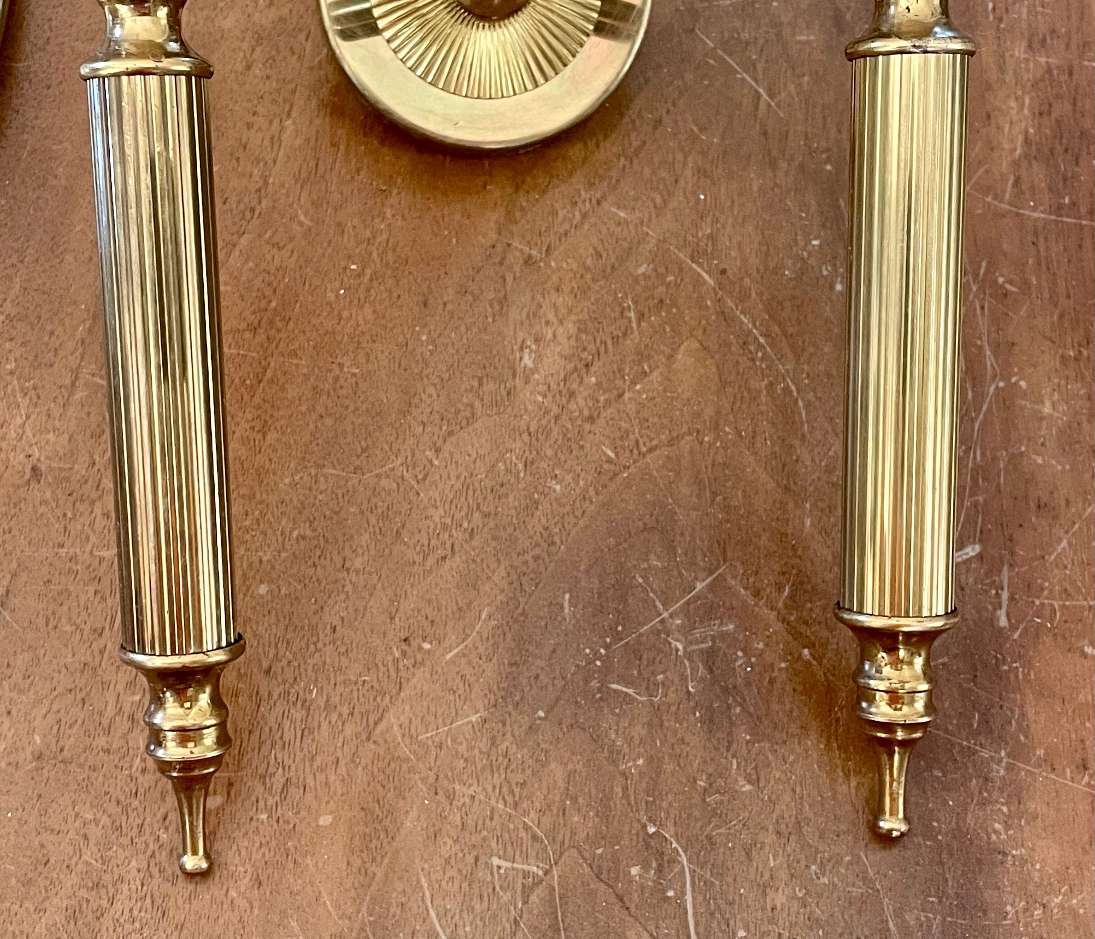 Brass and opaline torchiere appliques