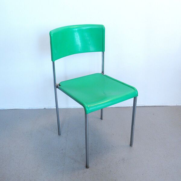 Chaise verte L303 par Graphal et Lafargue années 70