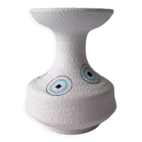 White and blue ceramic vase with italian relief