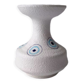 Vase en céramique blanc et bleu à relief italien