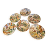 Lot de 6 assiettes à dessert Sarreguemines DV - Décors Chasse Vintage (1920