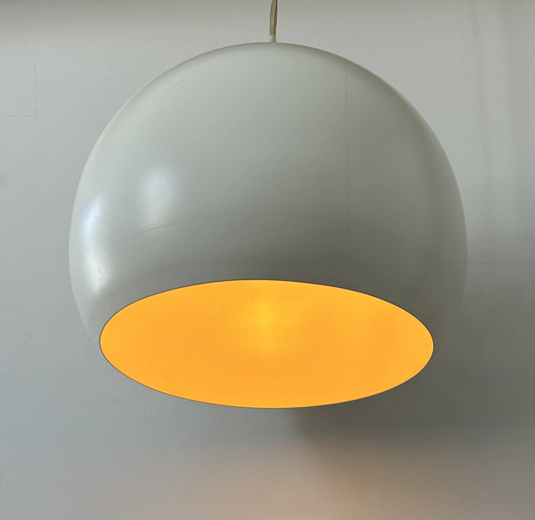 Vintage white metal pendant light, France 1980