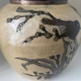 Enameled brass lidded pot