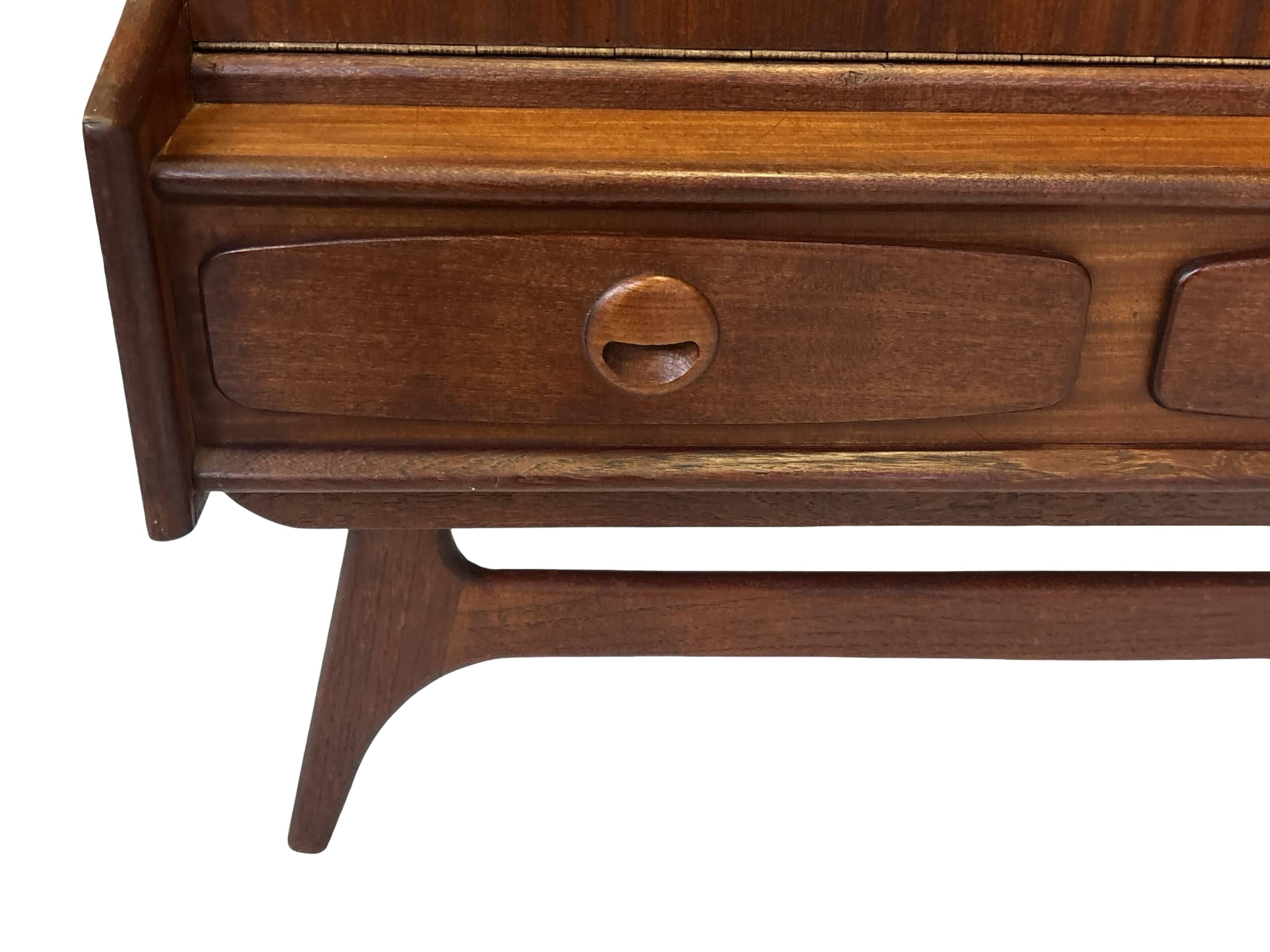 Vintage teak wall cabinet with flap door 1960s design wall unit