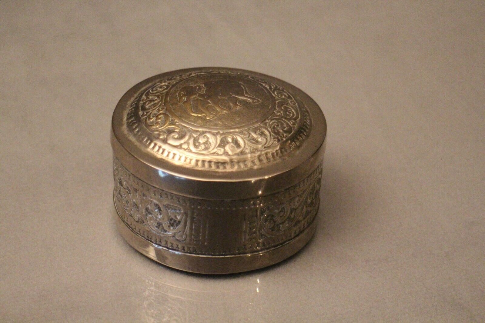 Silver metal box elephant decoration Cambodia Indochina early twentieth century