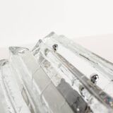 Single Midcentury ice glass wall lamp by Fischer Leuchten, Germany 1970's