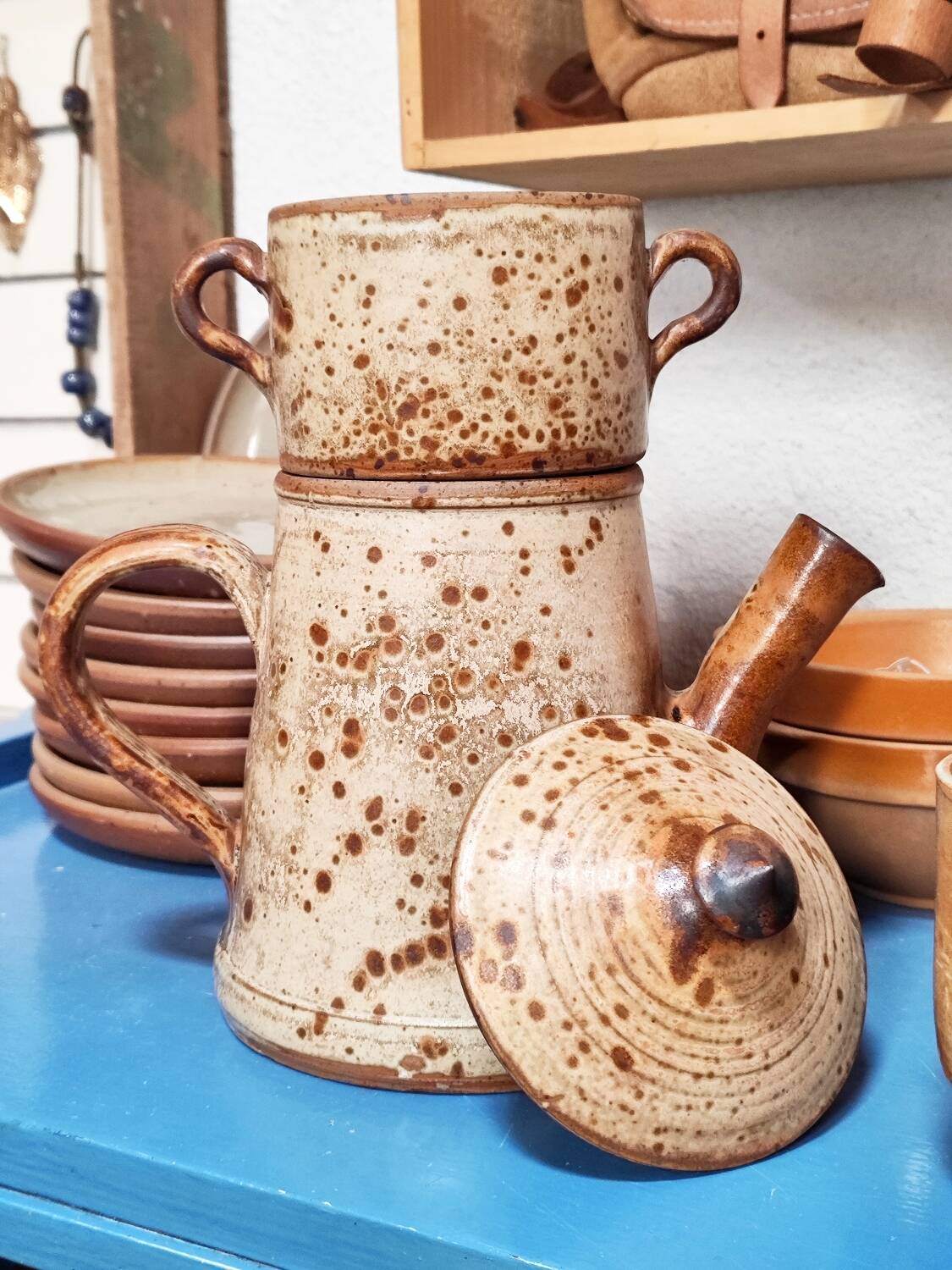Stoneware teapot from the 1970s signed JP Prudhomme.