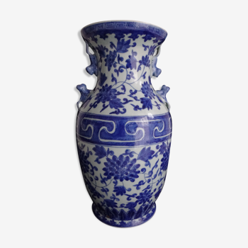 Vase balustre chinois blanc bleu