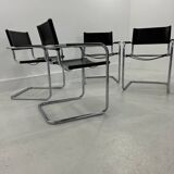Leather Chairs, Italy, 1970s, Set of 4 ,dark brown