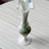 Green and white opaline soliflore vase.