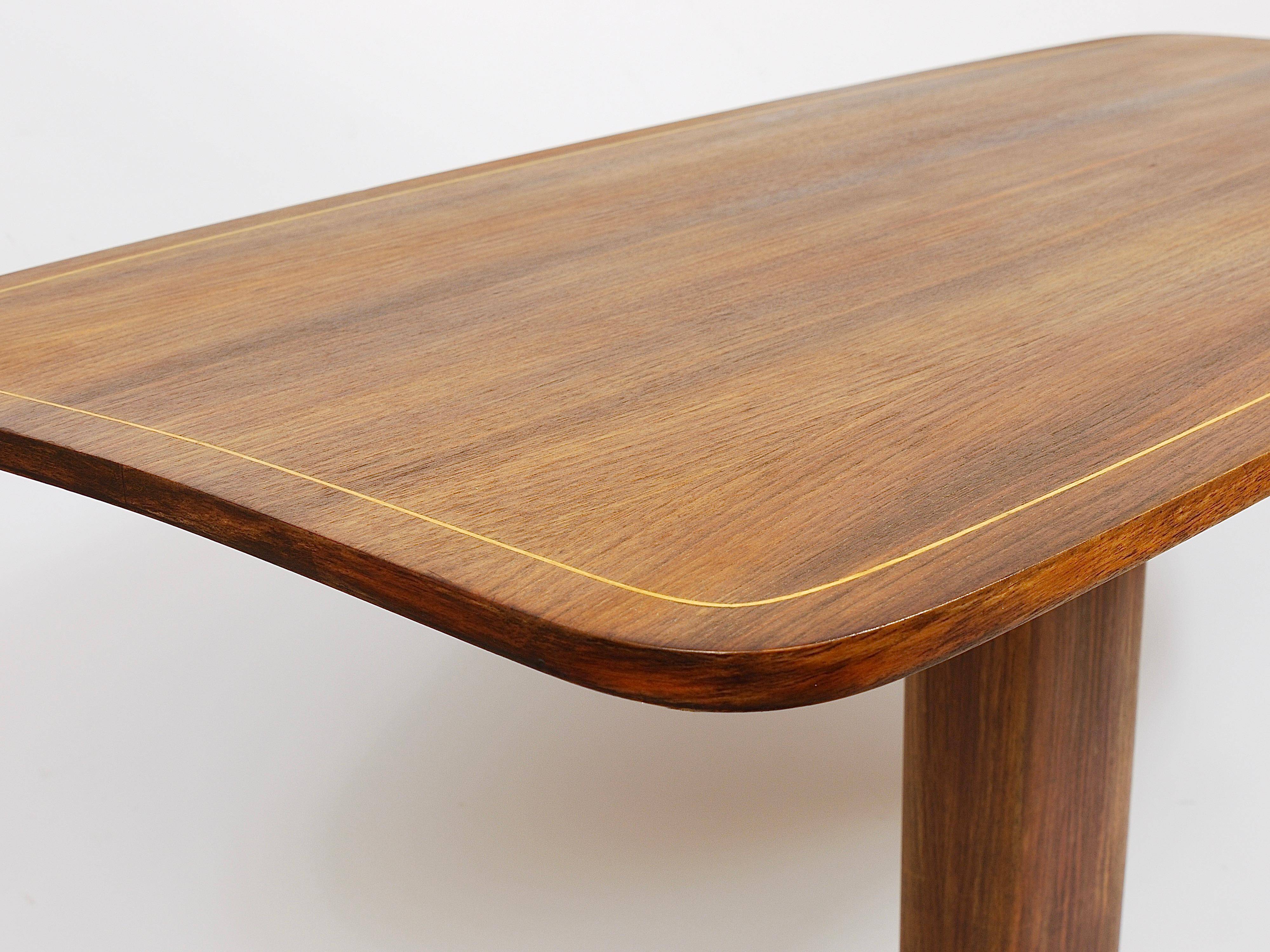 Oswald Haerdtl x Hagenauer Vienna coffee table in brass and walnut, Austria, 1950s