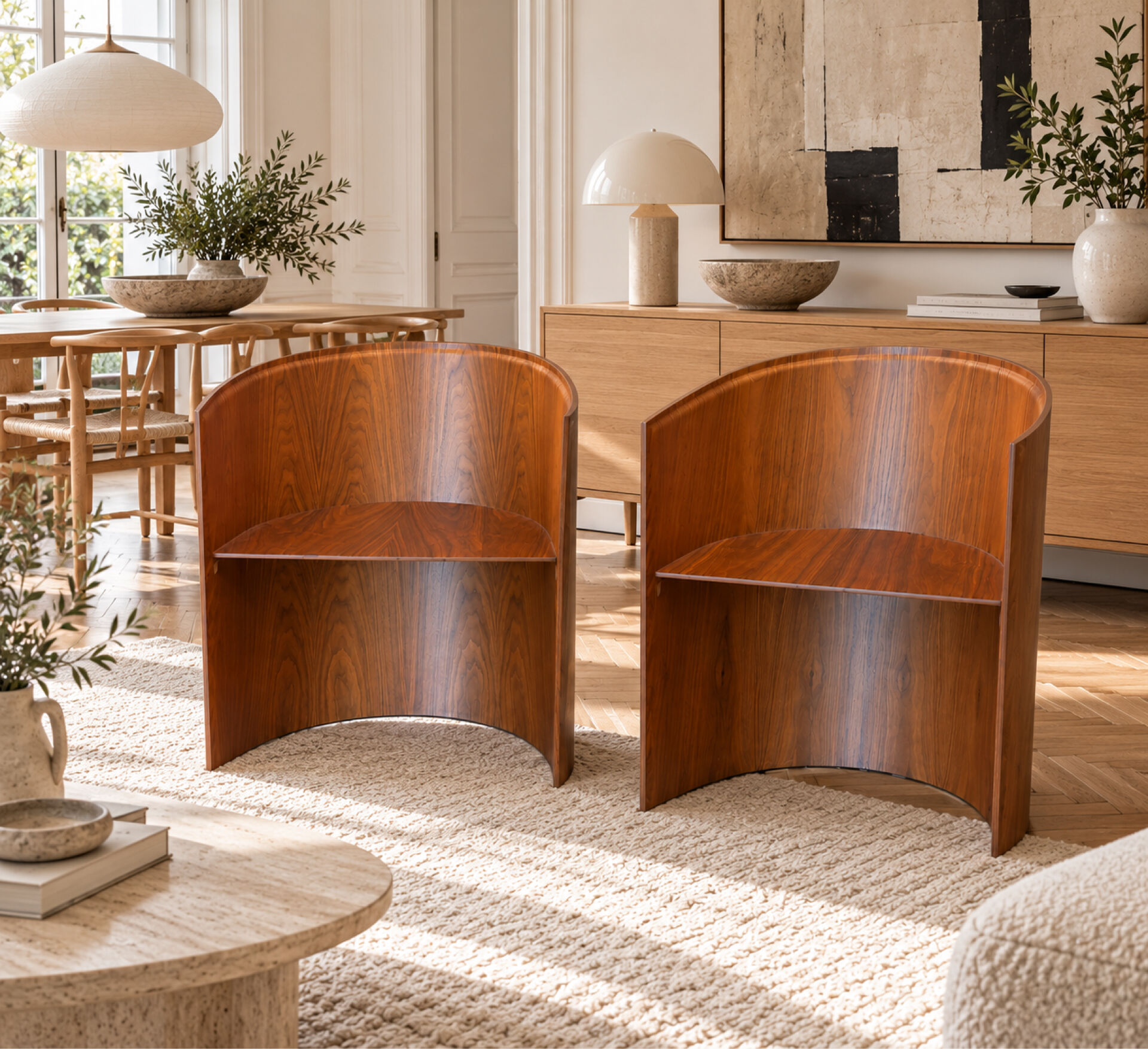 Pair of KANU 296 armchairs – Konstantin Grcic for Cassina – Walnut