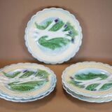 Ancienne assiette à asperges X 5, Assiette barbotine Française Salins-les-bains