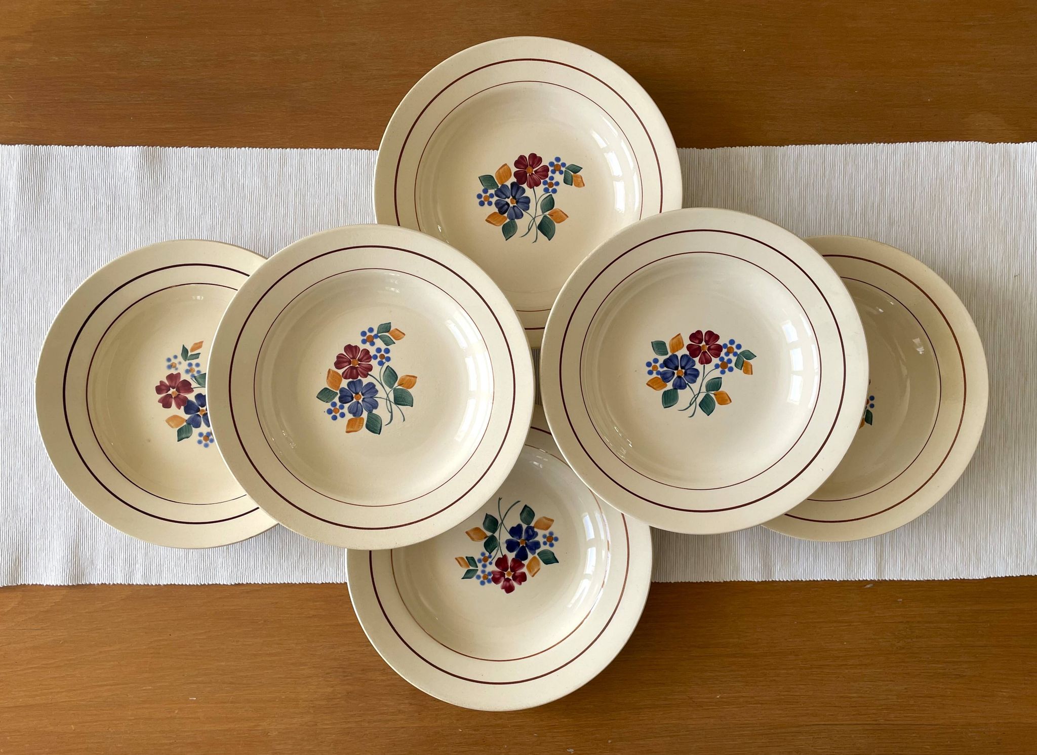 6 antique deep plates in earthenware from Saint-Amand (Nord)