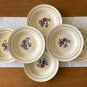 6 antique deep plates in earthenware from Saint-Amand (Nord)