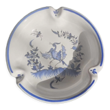 Ashtray earthenware of moustiers with bird pattern by dellerie in moustiers