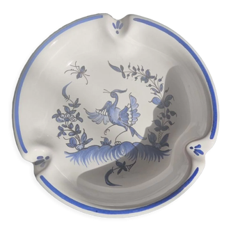 Ashtray earthenware of moustiers with bird pattern by dellerie in moustiers