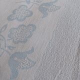 Sky blue damask tablecloth and its 12 towels