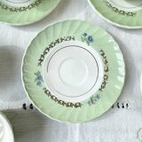 Vintage tea/coffee set in white, green and gold porcelain by SALINS, made in France