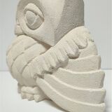 Signed stone owl sculpture