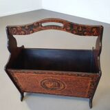 Hand paint decorated magazine holder 1960s