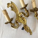 Paire d'appliques dorées style rocaille