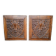 2 carved walnut woodwork panels early 20th century