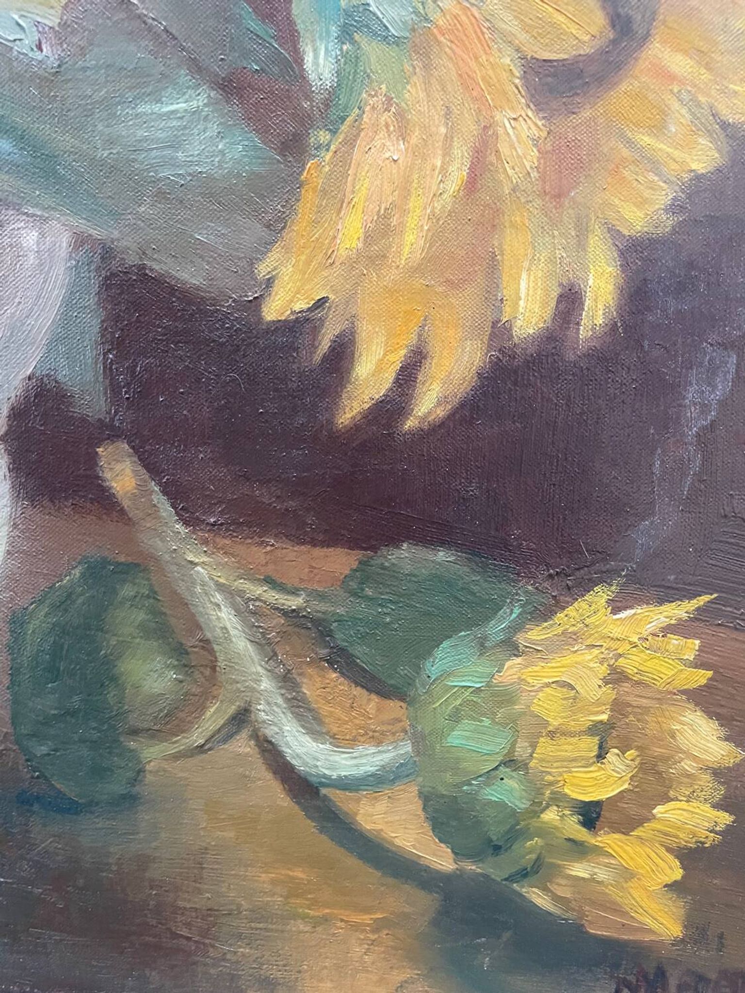 Tableau nature morte aux tournesols XXe