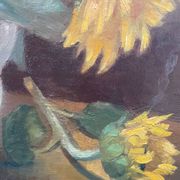 Tableau nature morte aux tournesols XXe