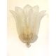 Contemporary Venetian Transparent Graniglia “Leaf” Murano Glass Wall Sconce
