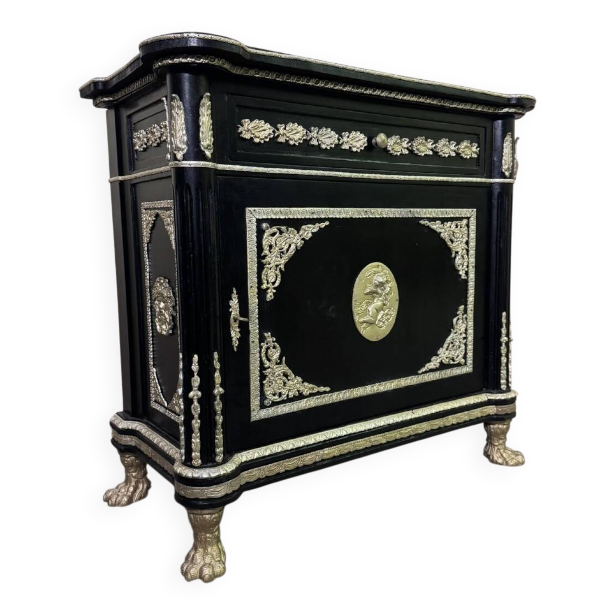 Meuble style Napoléon III "Boulle" en bois laqué