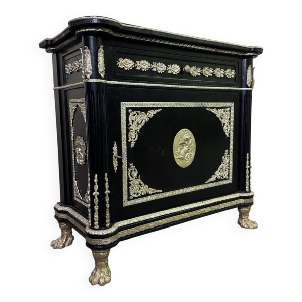 Meuble style Napoléon III ''Boulle'' en bois laqué