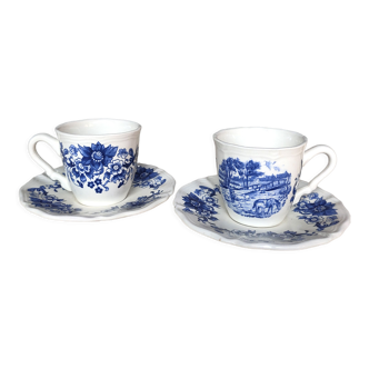 Duo de tasses et sous-tasses Sarreguemines BP