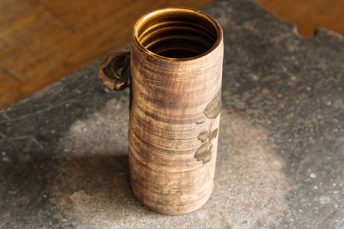 Tubular stoneware vase, dovecote pottery