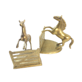 Pair of greenhouses pounds horses in solid brass