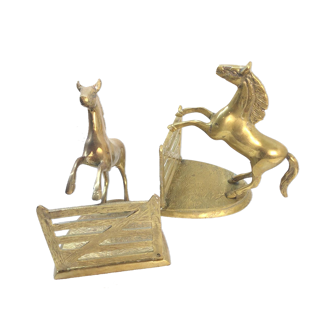 Pair of greenhouses pounds horses in solid brass