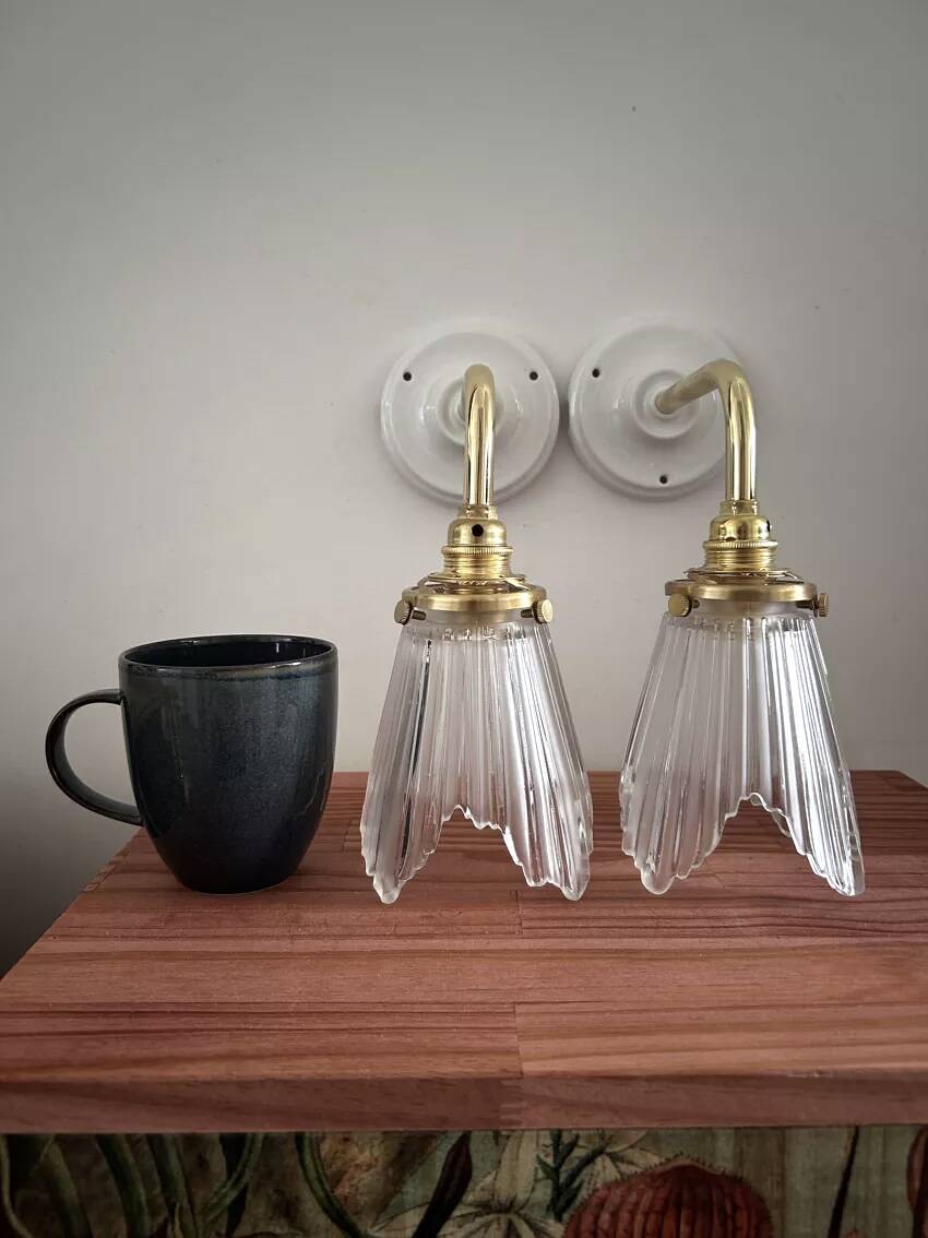 Pair of Art Deco glass wall sconces