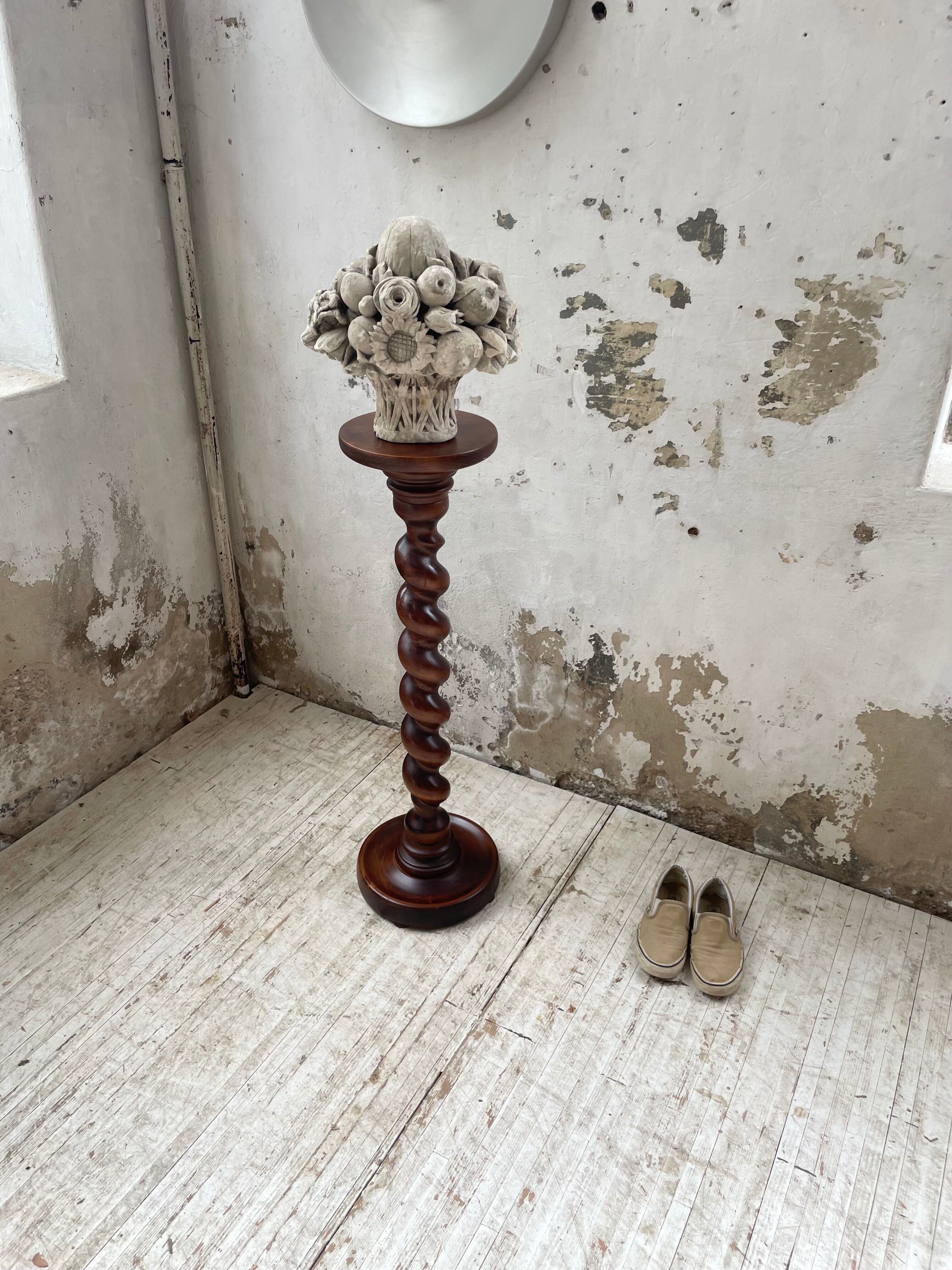 Side table walnut base turned wood