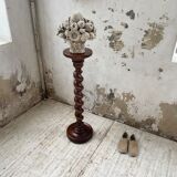 Side table walnut base turned wood