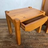 Elm chest of drawers and two elm bedside tables 1980